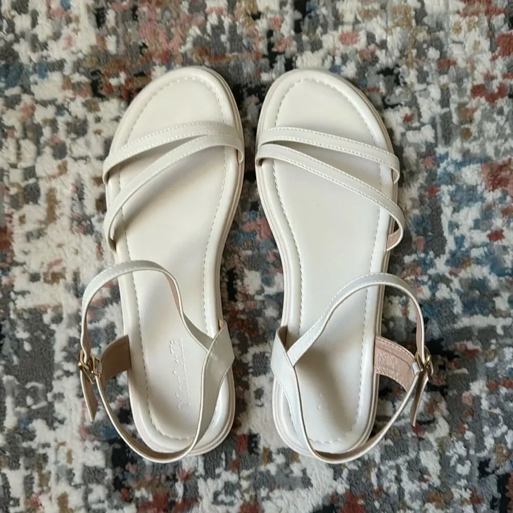Cream/White Strappy Sandals